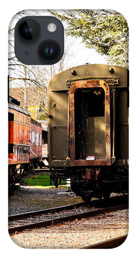 Vintage Train Cars on Tracks - Phone Case