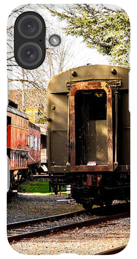Vintage Train Cars on Tracks - Phone Case