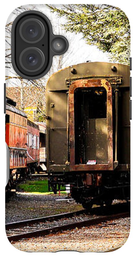 Vintage Train Cars on Tracks - Phone Case
