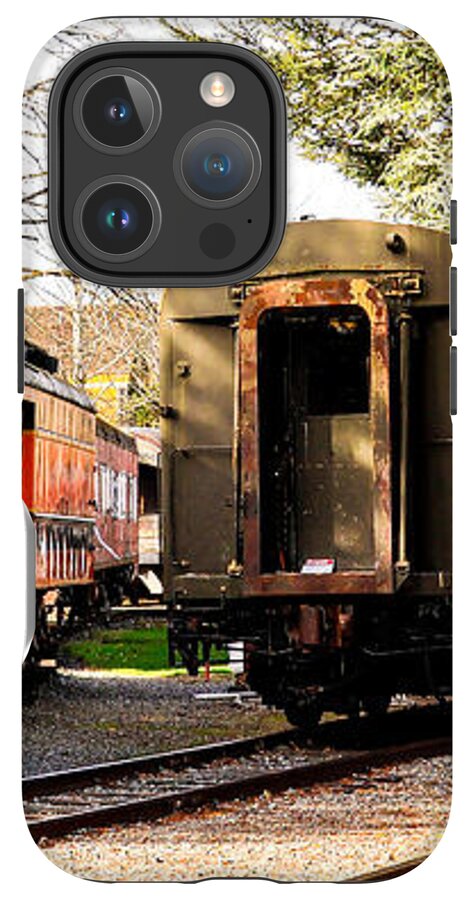 Vintage Train Cars on Tracks - Phone Case