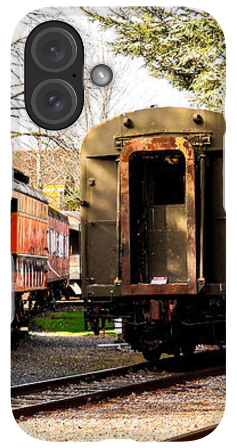 Vintage Train Cars on Tracks - Phone Case