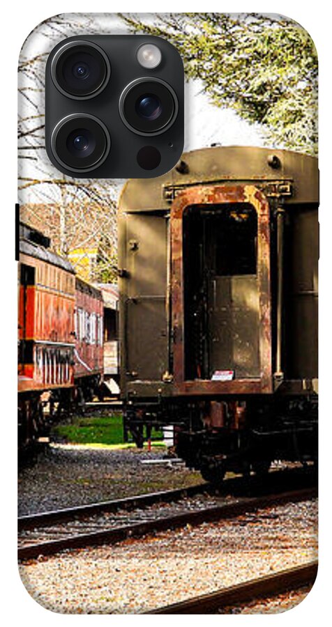 Vintage Train Cars on Tracks - Phone Case
