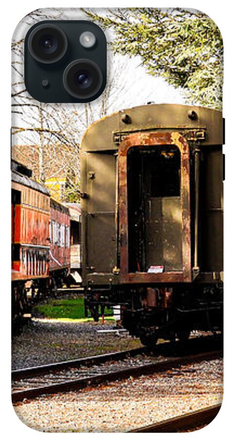 Vintage Train Cars on Tracks - Phone Case