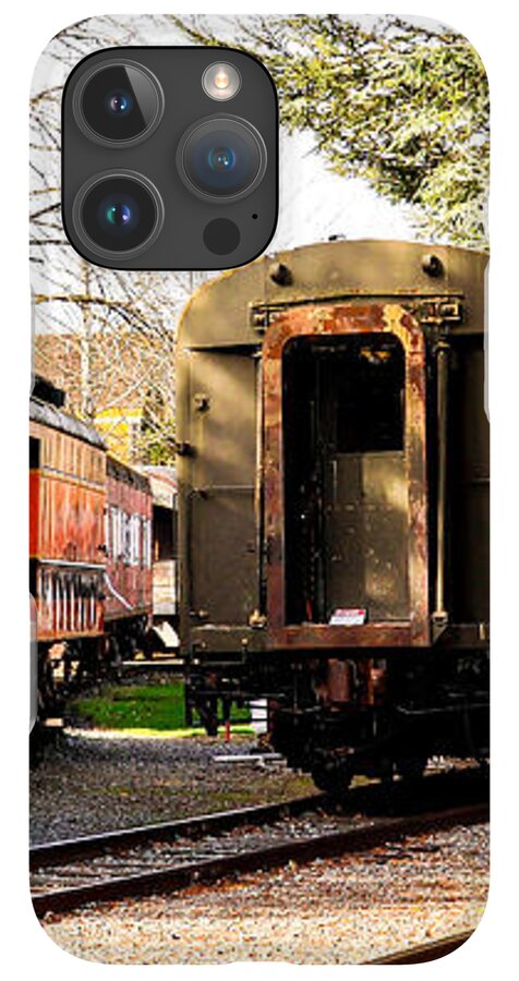 Vintage Train Cars on Tracks - Phone Case