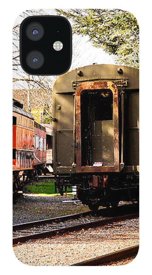 Vintage Train Cars on Tracks - Phone Case
