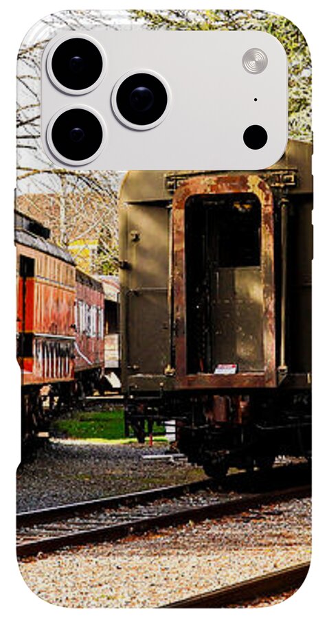 Vintage Train Cars on Tracks - Phone Case