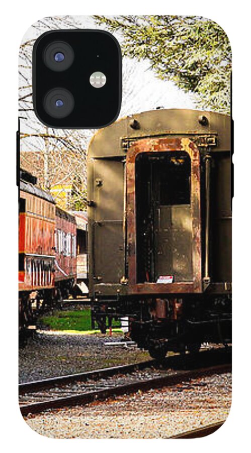 Vintage Train Cars on Tracks - Phone Case