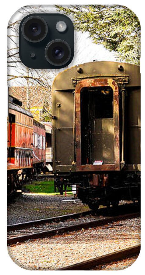 Vintage Train Cars on Tracks - Phone Case
