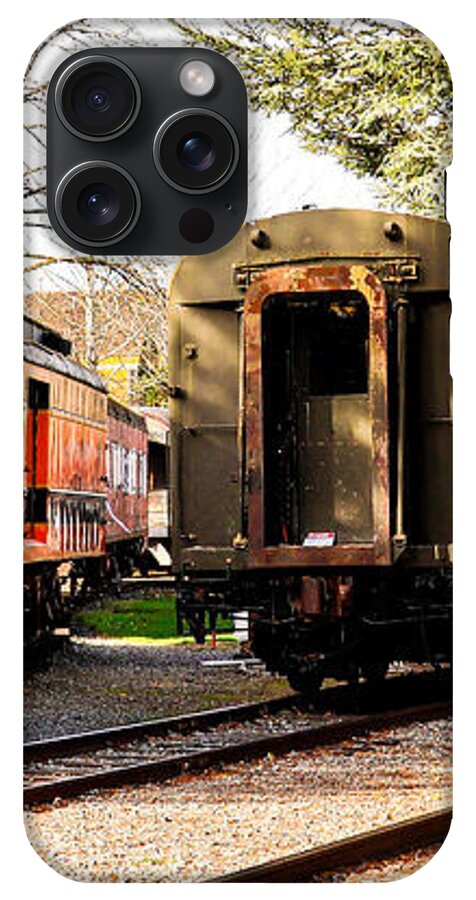 Vintage Train Cars on Tracks - Phone Case