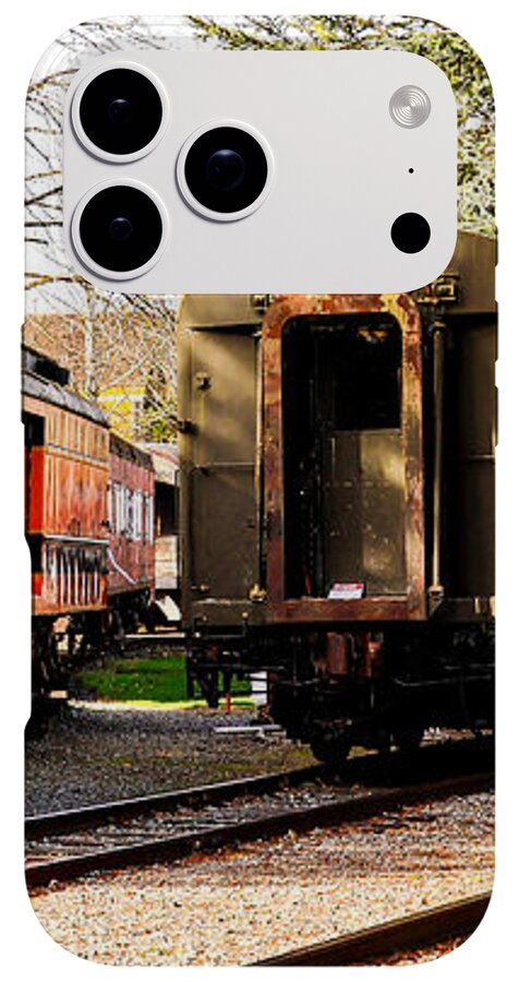 Vintage Train Cars on Tracks - Phone Case