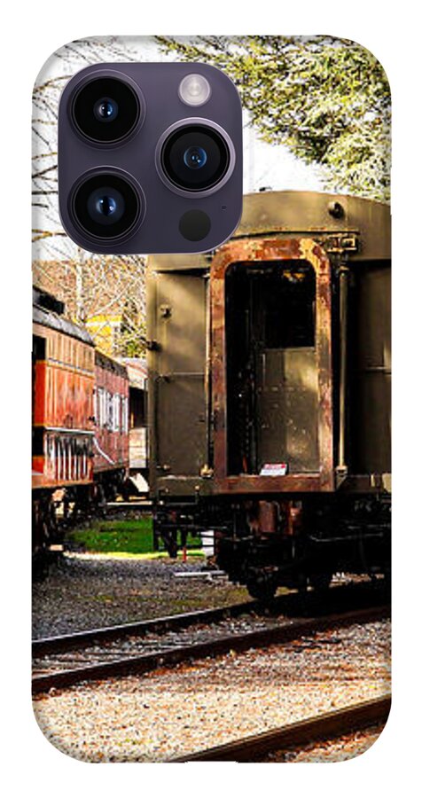 Vintage Train Cars on Tracks - Phone Case