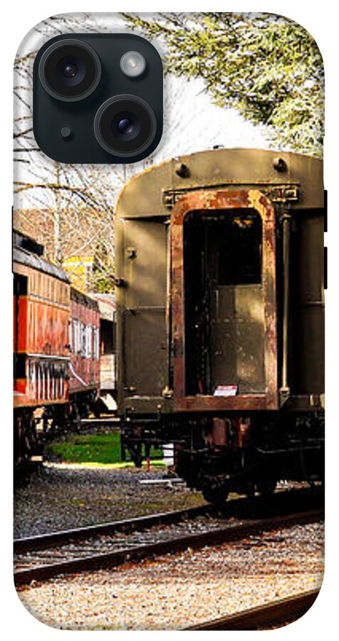 Vintage Train Cars on Tracks - Phone Case