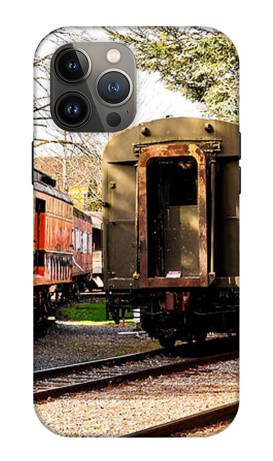 Vintage Train Cars on Tracks - Phone Case