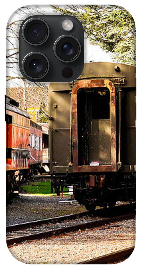 Vintage Train Cars on Tracks - Phone Case