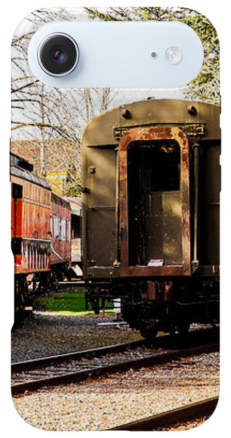 Vintage Train Cars on Tracks - Phone Case