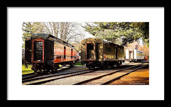 Vintage Train Cars on Tracks - Framed Print
