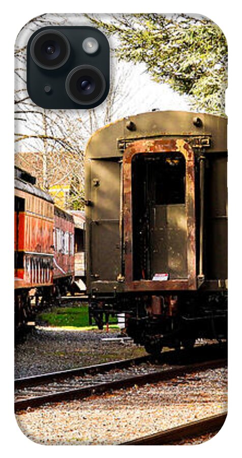 Vintage Train Cars on Tracks - Phone Case