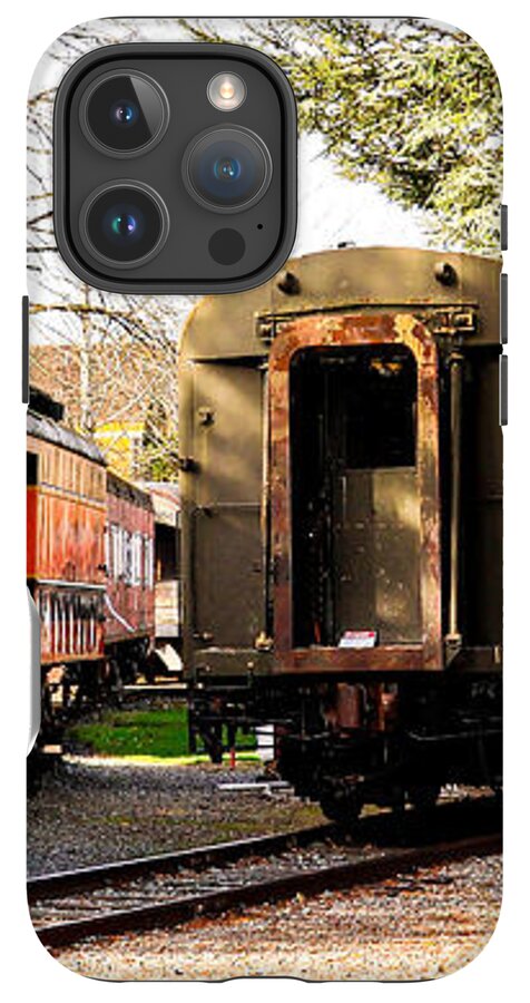 Vintage Train Cars on Tracks - Phone Case