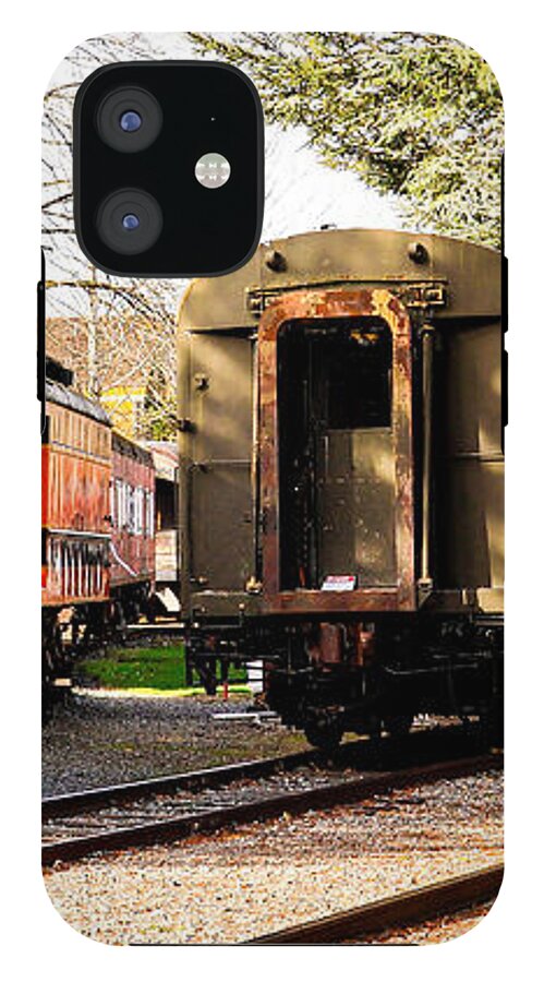 Vintage Train Cars on Tracks - Phone Case