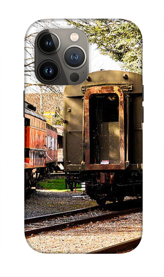 Vintage Train Cars on Tracks - Phone Case