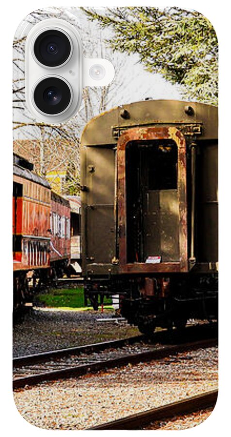 Vintage Train Cars on Tracks - Phone Case