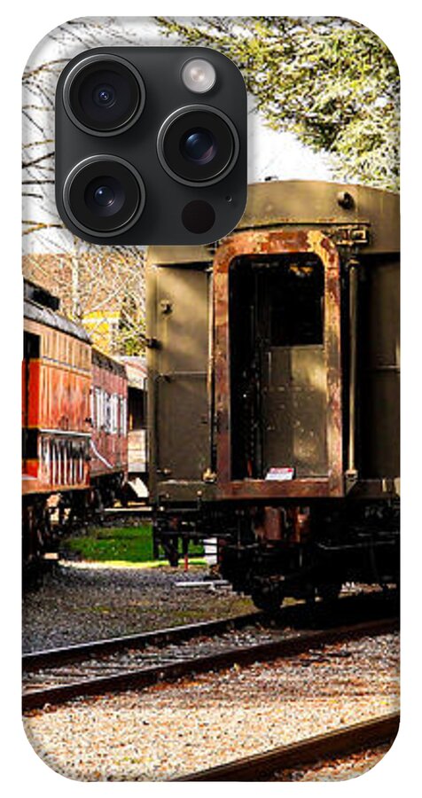 Vintage Train Cars on Tracks - Phone Case