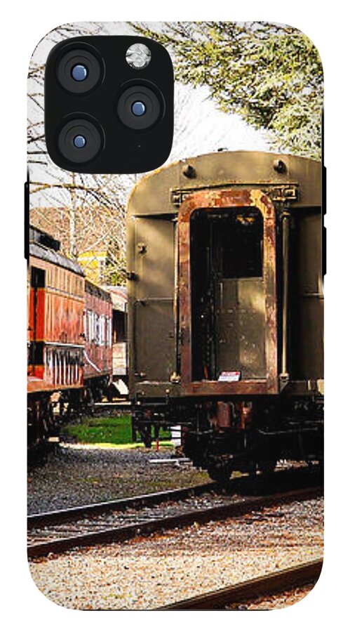 Vintage Train Cars on Tracks - Phone Case