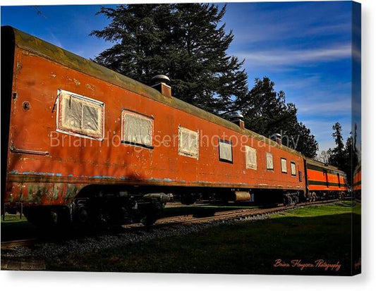 Vintage Train under Blue Sky - Canvas Print