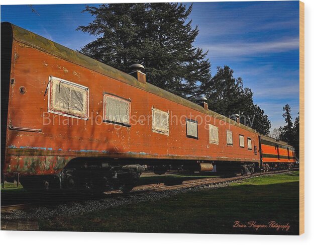 Vintage Train under Blue Sky - Wood Print