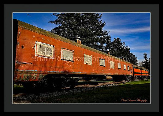 Vintage Train under Blue Sky - Framed Print
