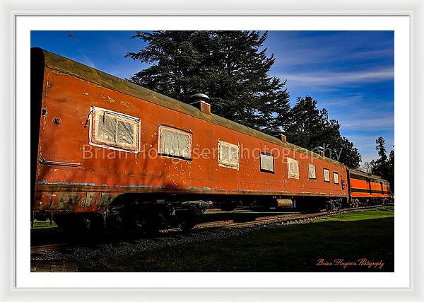 Vintage Train under Blue Sky - Framed Print