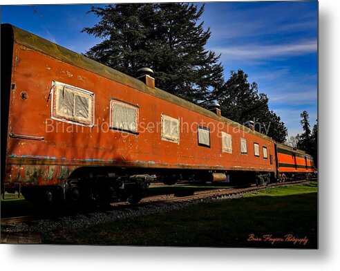Vintage Train under Blue Sky - Metal Print