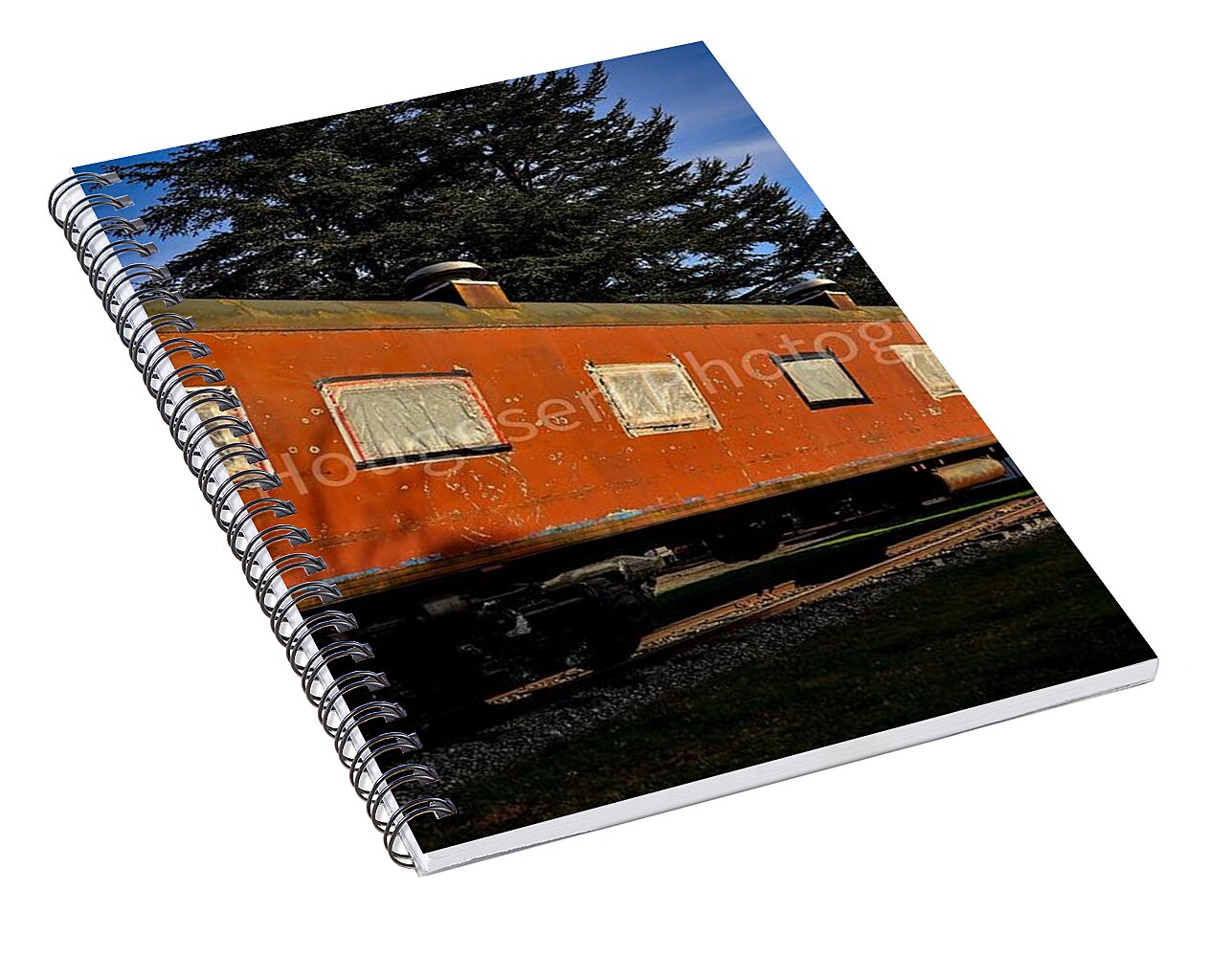 Vintage Train under Blue Sky - Spiral Notebook